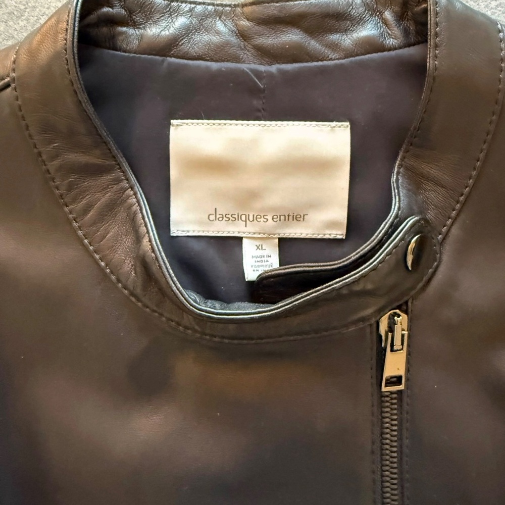 Navy Leather Jacket - Picture 4 of 7